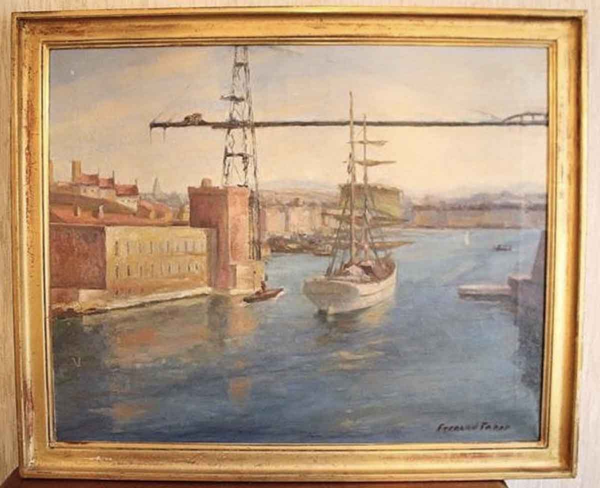 Fernand Fabre - Navire entrant dans le port de Marseille - Collection Philippe Lacroix