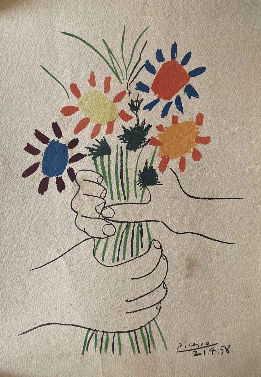 Pablo Picasso 1958 Bouquet De La Paix - Impression Sur Toile D'Art 50x75cm Sans Cadre - Décoration Murale